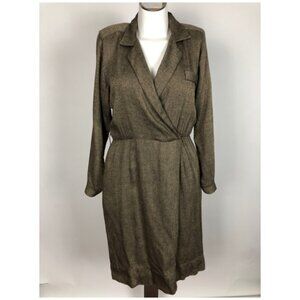VINTAGE 60’s Sz 10 Wool Blend Wrap Dress I45